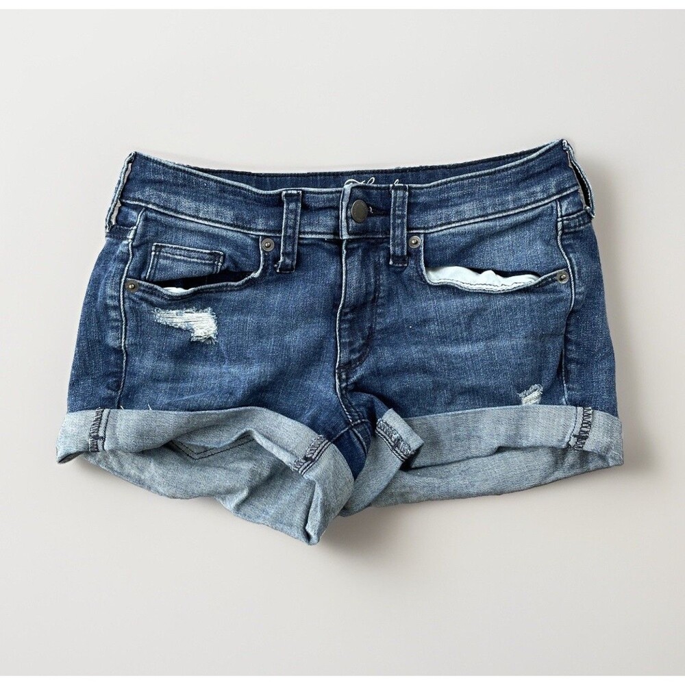 Universal Thread Mid Rise Jean Shorts Sz 00 Dark Wash Cuffed Festival